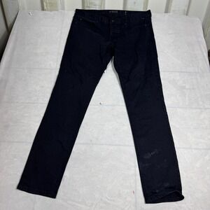 Rude Skinny Leg Jeans Mens Black Denim Dark Wash 5-Pocket Zip Fly Comfort